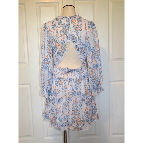 Unbranded Floral‎ Dress Long Sleeves Cottagecore Fairy Womens M Deep V-Neck - Picture 6 of 16